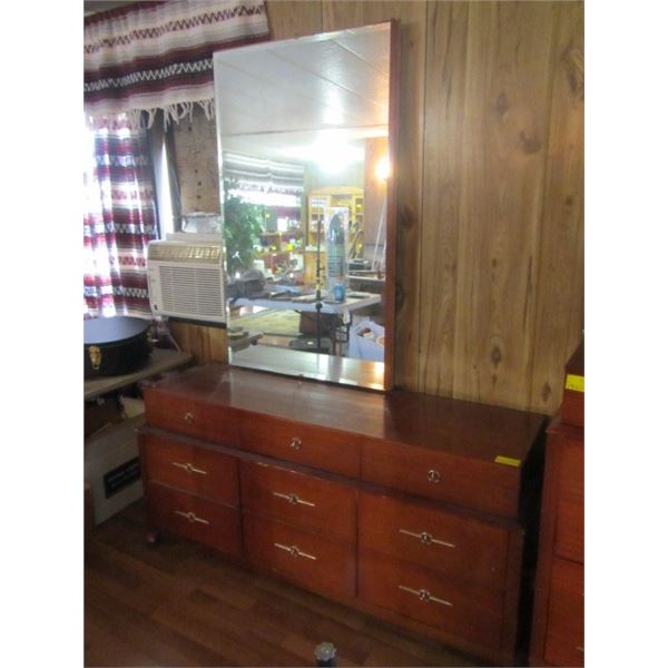 MATCHING MID CENTURY MODERN DRESSER W/MIRROR