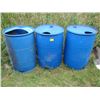 Image 1 : 3 BLUE 45 GALLON DRUMS W/CUT OUT TOPS