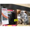 Image 1 : 2 BOXES OF MISC. STEERING WHEEL COVER, REFLECTIVE TAPE, STRAPS, ETC.