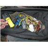 Image 1 : BAG W/MISC. BUNGEE CORDS, RATCHET TIE DOWN STRAP, ETC. & A SEWER SNAKE