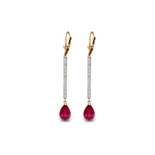 Genuine 3.6 ctw Ruby & Diamond Earrings 14KT Rose Gold - REF-70X3M