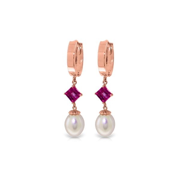 Genuine 9.5 ctw Pink Topaz Earrings 14KT Rose Gold - REF-53W6Y