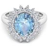 Image 3 : Natural 3.49 CTW Aquamarine & Diamond Ring 14K White Gold - REF-135K5W