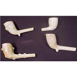 LOT OF 4 C. 1800'S INDIAN WARS ERA CLAY TRADE PIPE
