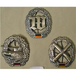 LOT OF 3 GERMAN MILITARY HAT OR HELMET INSIGNIA BA