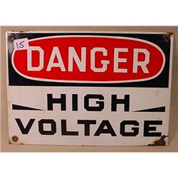 VINTAGE DANGER HIGH VOLTAGE PORCELAIN ENAMEL POWER