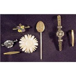 LOT - ANTIQUE COLLAR PINS AND A STICK PIN - Incl. 