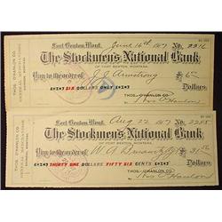 LOT OF 2 1916 THE STOCKMENS NATIONAL BANK CHECKS -