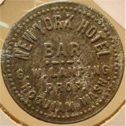 VINTAGE HOQUIAM, WA TRADE TOKEN NY HOTEL BAR