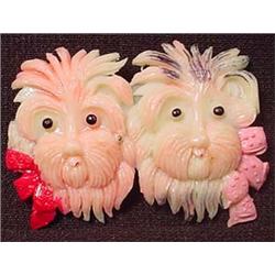 C. 1940'S OCCUPIED JAPAN CELLULOID DOUBLE DOG PIN