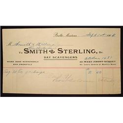 1903 SMITH AND STERLING DAY SCAVENGERS BILLHEAD BU