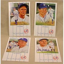 LOT OF 4 LOU GEHRIG BASEBALL POSTCARDS - Signed by