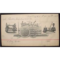 1888 WM M JACK HARDWARE BILLHEAD BUTTE CITY, MONT.