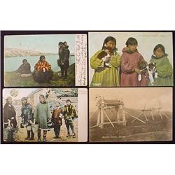 LOT OF 4 VINTAGE ALASKIAN POSTCARDS - Incl. Esquim