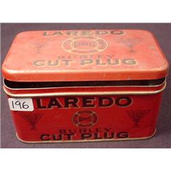 VINTAGE LAREDO BURLEY CUT PLUG TOBACCO TIN