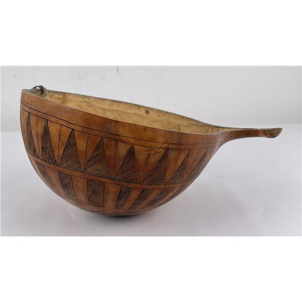 African Carved Rhino Gourd Scoop