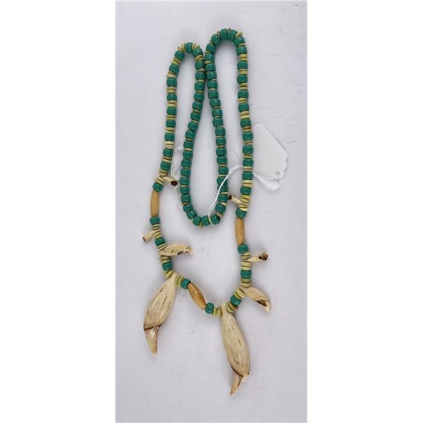 Antique Indian Trade Bead Tooth Necklace