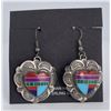Image 1 : Zuni Sterling Silver Heart Inlay Earrings