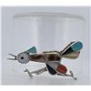 Image 1 : Zuni Inlaid Sterling Silver Roadrunner Brooch