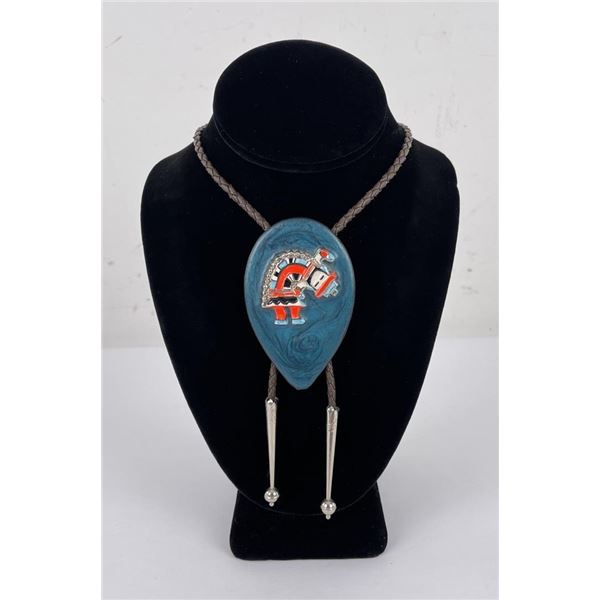 Southwest Zuni Indian Inlaid Bolo Tie
