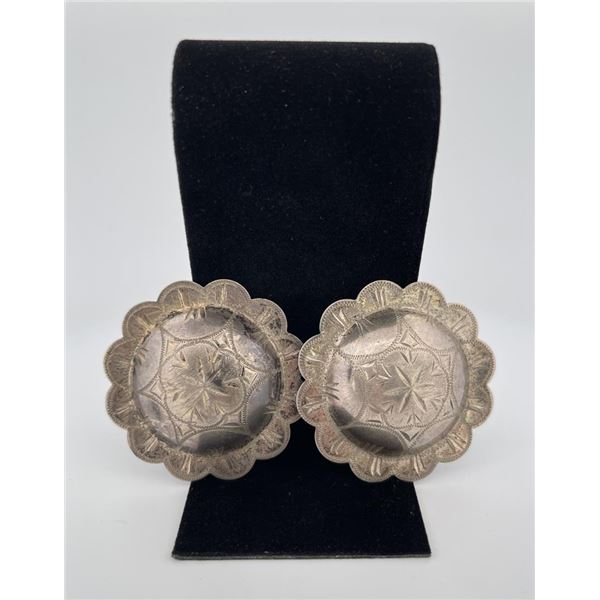 Sterling Silver Engraved Cowboy Bridle Conchos