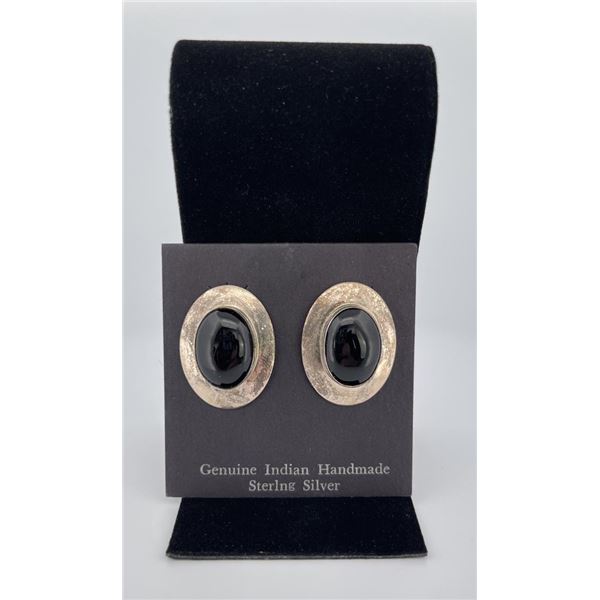 Navajo Sterling Silver Jet Earrings