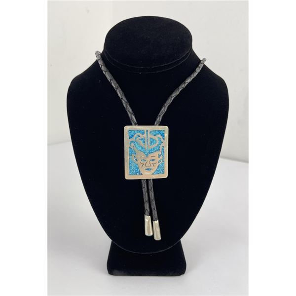 Zuni Inlaid Alpaca Silver Bolo Tie