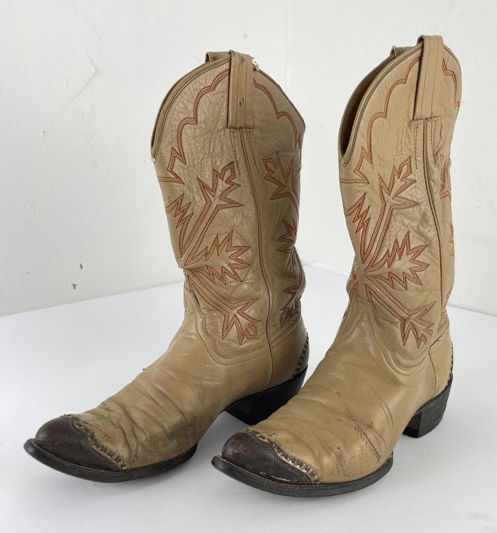 Bottes Cowboy Vintage Montana En Cuir Exotique Teju/iguane - Taille US 8 D (EU 41), Occasion Très Bon état