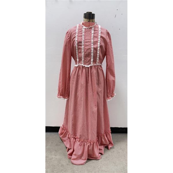 Red Checkered Prairie Girl Dress Cottagecore