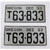 Image 1 : 1953 Oregon License Plate Pair