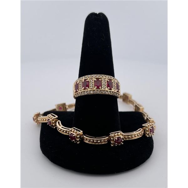 14K Gold and Ruby Ring and Tennis Bracelet