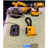 Image 1 : Lot of DeWalt Tools - Drill / Circular Saw / Light / 2 Batteries / Charger (Working)
