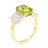 Image 4 : 3.49 ctw Emerald Cut Step Peridot And Round Brilliant Cut Diamond Ring - 18KT Ye