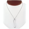 Image 1 : Yukiko 18k White Gold Wavy 0.12 ctw Round Diamond Pendant Necklace w/ Box Chain