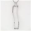 Image 2 : Yukiko 18k White Gold Wavy 0.12 ctw Round Diamond Pendant Necklace w/ Box Chain