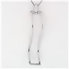 Image 4 : Yukiko 18k White Gold Wavy 0.12 ctw Round Diamond Pendant Necklace w/ Box Chain