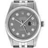 Image 3 : Rolex Mens Stainless Steel Slate Grey Diamond 36MM Oyster Perpetual Datejust Wri