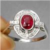 Image 1 : 0.61ct Oval Cut Rich Red Ruby White Gold Vermeil Ring Size 6.5 RETAIL $750 (JEW-1201)