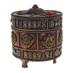 Tibet Brass Prayer Scroll w/Legs Canister (ANT-433)