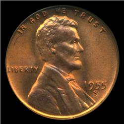 1955S Lincoln Cent Coin GEM Graded MS67 RED (COI-4166)