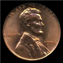 1958 US Lincoln Cent Gem+ MS66 Red NGC (COI-4176)