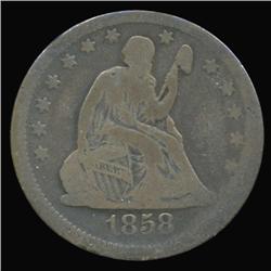 1858 Seated Liberty Quarter Circulated (COI-4142)