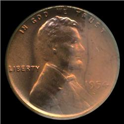 1954S Lincoln Cent Coin GEM Graded MS68 RED (COI-4165)