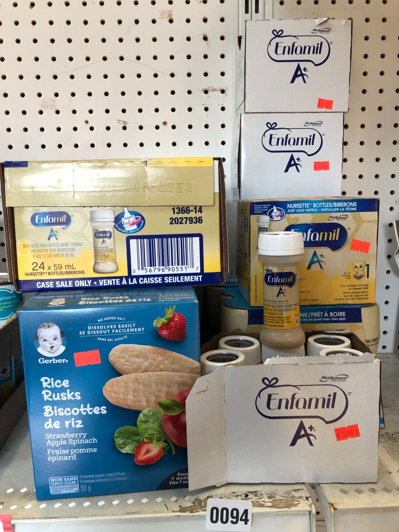 Large group of assorted baby food items Enfamil A+ milk based iron