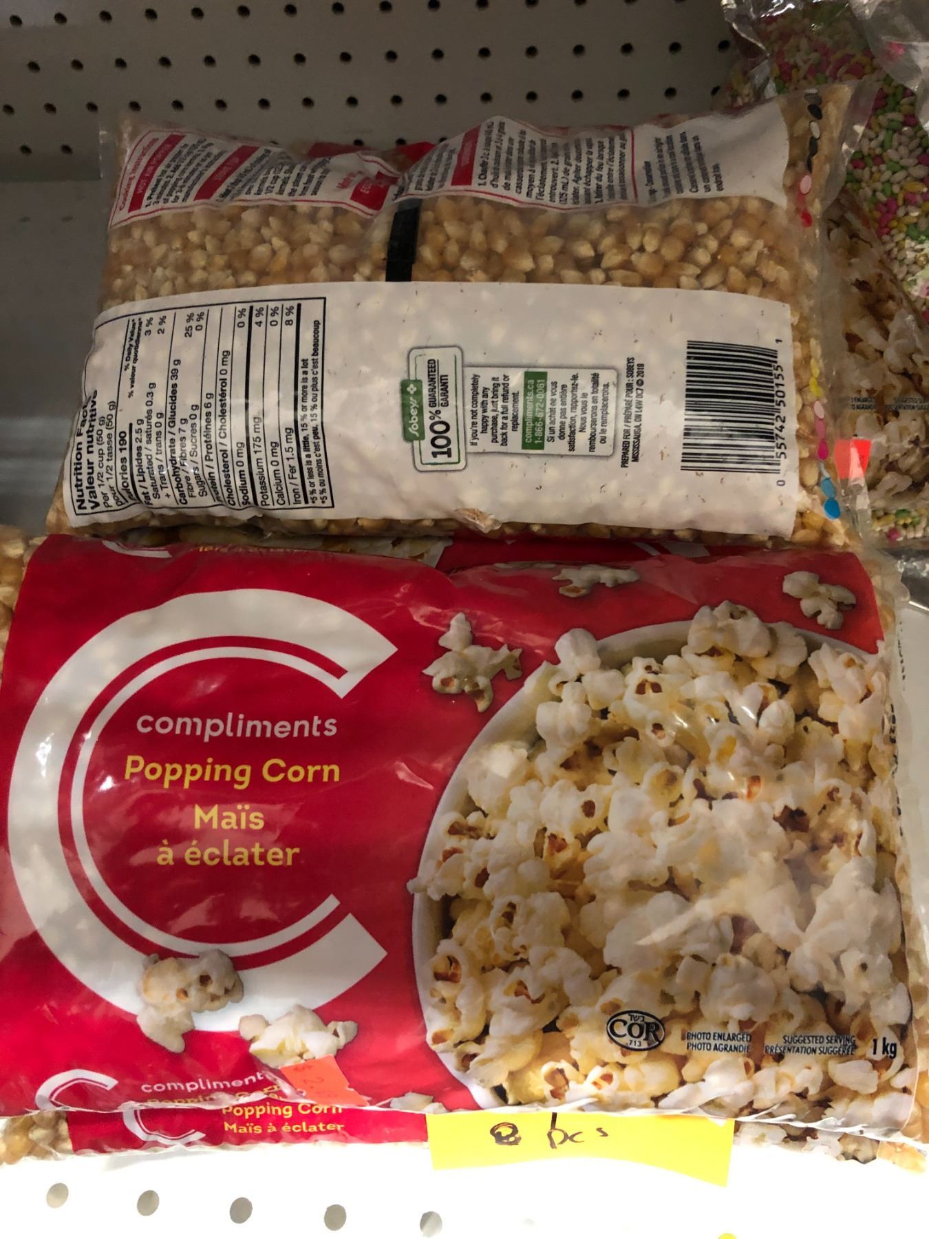 Popcorn Compliments 8 bags of Compliments 1kg popping corn (BB 2023 Nov)