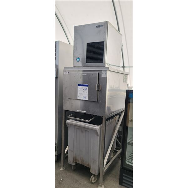 Hoshizaki 1000lb ice flaker w/ bin & cart (operating condition unknown)