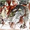 Image 2 : Marta Wiley, Original Mixed Media Painting on Canvas, Hand Signed and Thumbprinted with Letter of Au