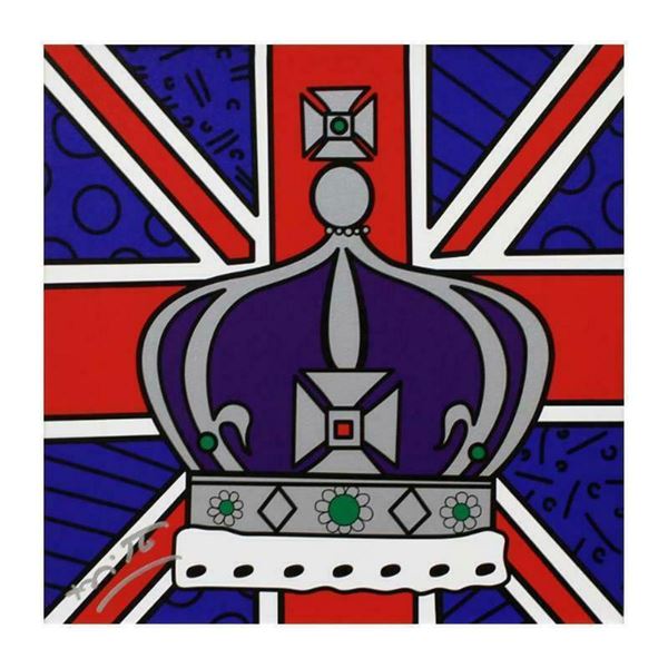 Britto, "Royal Crown" Hand Signed Limited Edition Giclee on Canvas; Authenticated