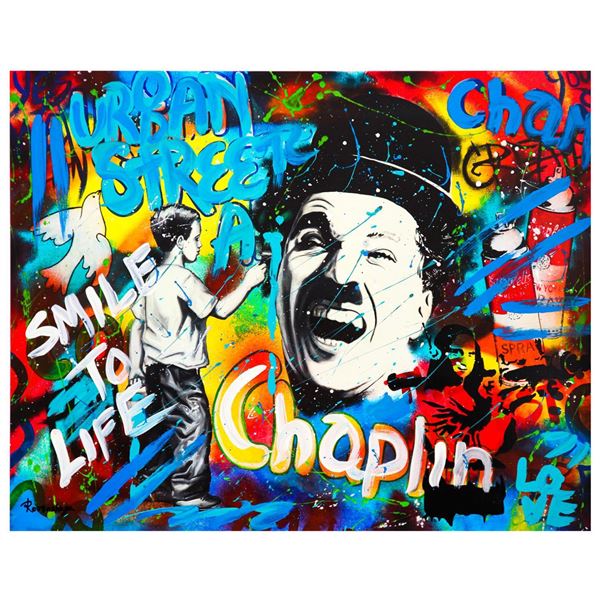 Nastya Rovenskaya- Mixed Media "Chaplin Is Happy"