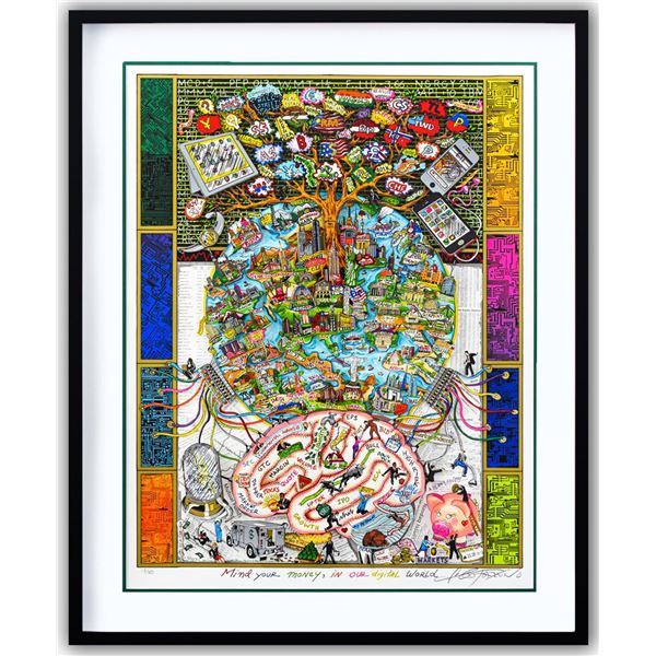 Charles Fazzino- 3D Construction Silkscreen Serigraph "Mind Your Money…In Our Digital Age"